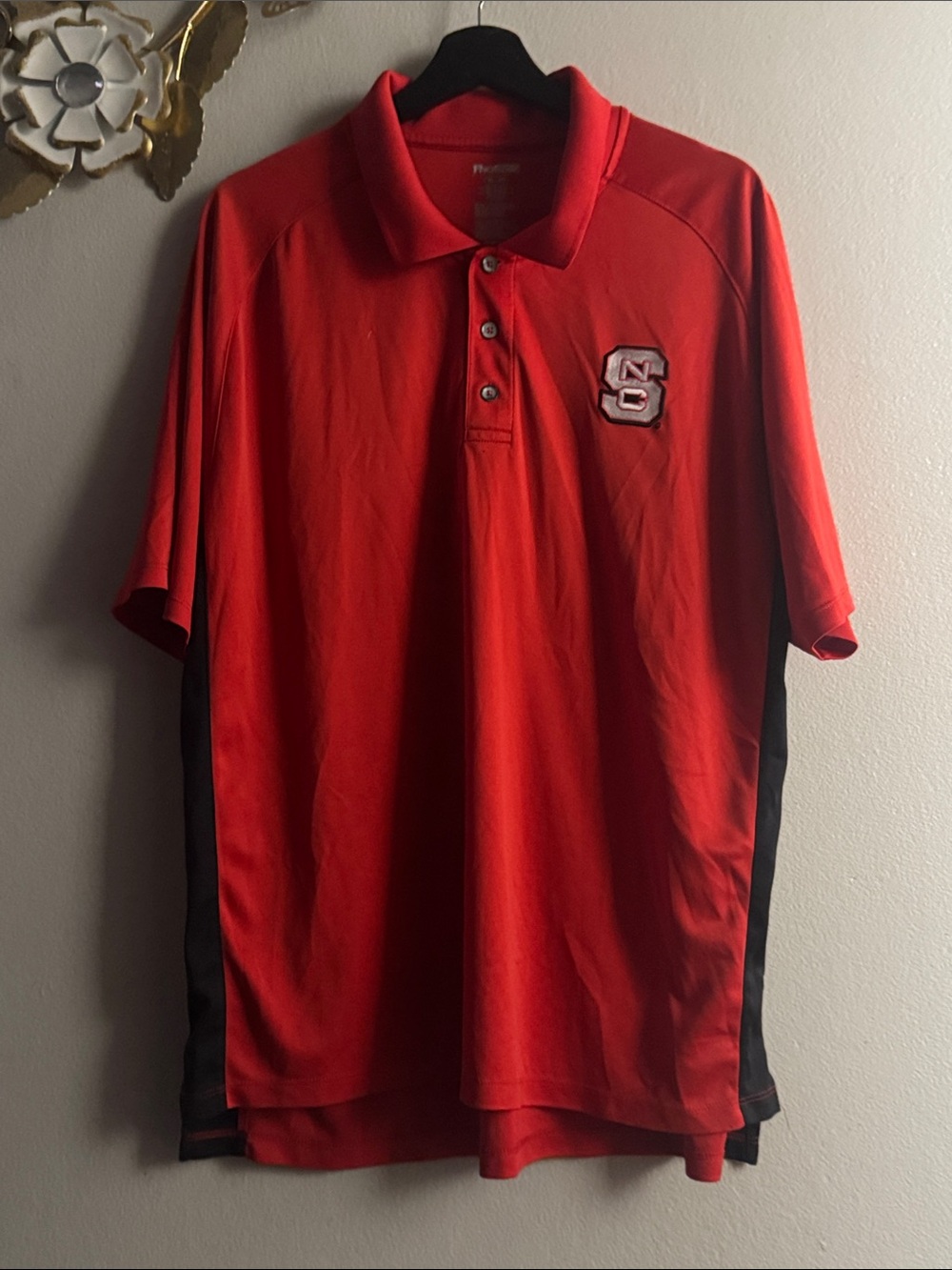 Pro Edge Red Polo with Black Side Panels and Embroidered 'S' Patch